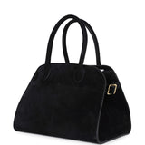 The Row Soft Margaux 10 Bag Black Suede Gold Hardware