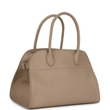 The Row Soft Margaux 10 Bag Dark Taupe Calfskin Silver Hardware