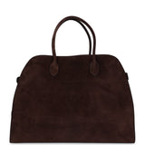 The Row Soft Margaux 17 Bag Mocha Suede Gold Hardware