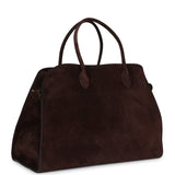 The Row Soft Margaux 17 Bag Mocha Suede Gold Hardware