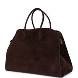 The Row Soft Margaux 17 Bag Mocha Suede Gold Hardware