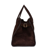 The Row Soft Margaux 17 Bag Mocha Suede Gold Hardware