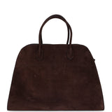 The Row Soft Margaux 17 Bag Mocha Suede Gold Hardware