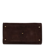 The Row Soft Margaux 17 Bag Mocha Suede Gold Hardware