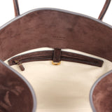 The Row Soft Margaux 17 Bag Mocha Suede Gold Hardware