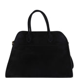 The Row Soft Margaux 15 Bag Black Suede Gold Hardware