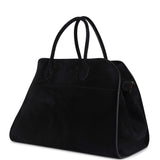 The Row Soft Margaux 15 Bag Black Suede Gold Hardware