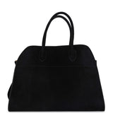 The Row Soft Margaux 15 Bag Black Suede Gold Hardware