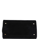 The Row Soft Margaux 15 Bag Black Suede Gold Hardware