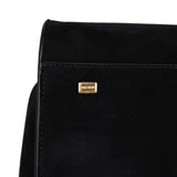 The Row Soft Margaux 15 Bag Black Suede Gold Hardware