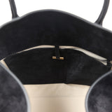 The Row Soft Margaux 15 Bag Black Suede Gold Hardware