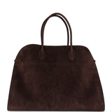 The Row Soft Margaux 17 Bag Mocha Suede Gold Hardware