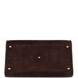 The Row Soft Margaux 17 Bag Mocha Suede Gold Hardware