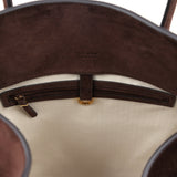 The Row Soft Margaux 17 Bag Mocha Suede Gold Hardware