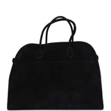 The Row Soft Margaux 17 Bag Black Suede Gold Hardware