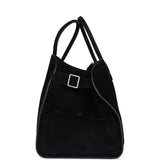 The Row Soft Margaux 17 Bag Black Suede Gold Hardware