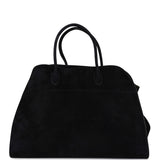 The Row Soft Margaux 17 Bag Black Suede Gold Hardware