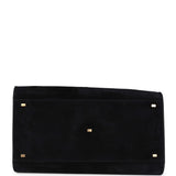 The Row Soft Margaux 17 Bag Black Suede Gold Hardware