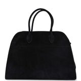 The Row Soft Margaux 15 Bag Black Suede Gold Hardware