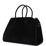 The Row Soft Margaux 15 Bag Black Suede Gold Hardware