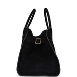 The Row Soft Margaux 15 Bag Black Suede Gold Hardware