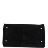 The Row Soft Margaux 15 Bag Black Suede Gold Hardware