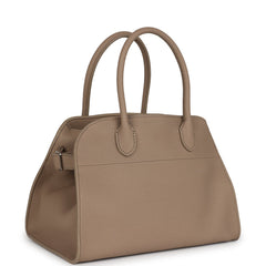 The Row Soft Margaux 10 Bag Dark Taupe Calfskin Silver Hardware