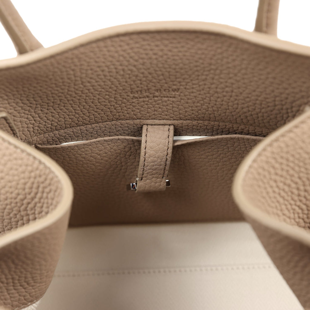 The Row Soft Margaux 10 Bag Dark Taupe Calfskin Silver Hardware