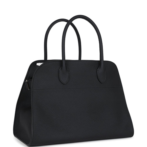 The Row Soft Margaux 12 Bag Black Calfskin Silver Hardware