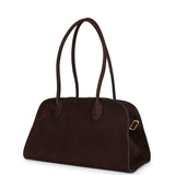 The Row Shoulder Margaux 12 Bag Mocha Nubuck Gold Hardware