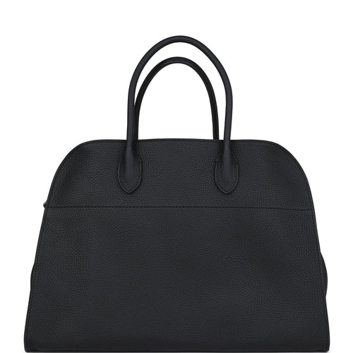 The Row Soft Margaux 15 Bag Black Calfskin Silver Hardware
