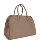 The Row Soft Margaux 15 Bag  Dark Taupe Calfskin Silver Hardware