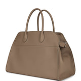 The Row Soft Margaux 15 Bag  Dark Taupe Calfskin Silver Hardware