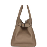 The Row Soft Margaux 15 Bag  Dark Taupe Calfskin Silver Hardware