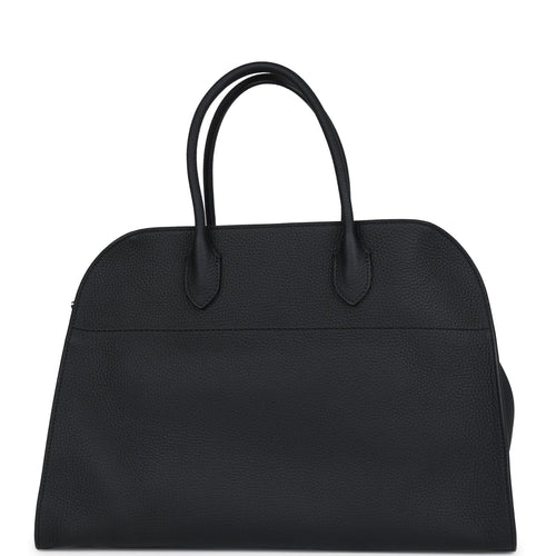 The Row Soft Margaux 15 Bag Black Calfskin Silver Hardware