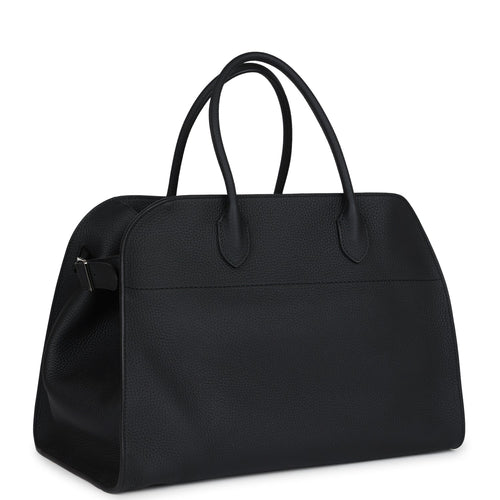 The Row Soft Margaux 15 Bag Black Calfskin Silver Hardware