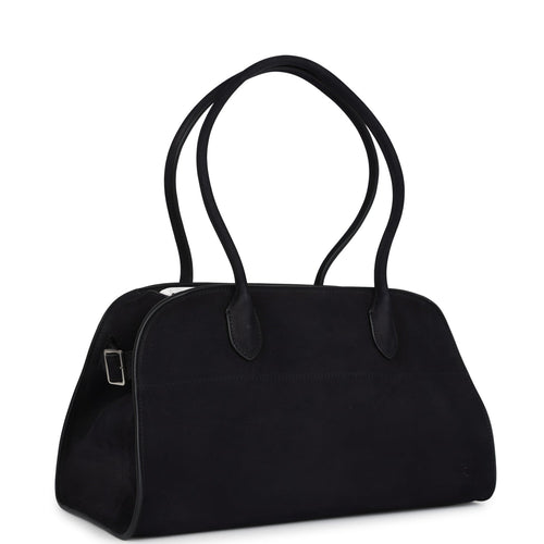 The Row Shoulder Margaux 12 Bag Black Nubuck Silver Hardware