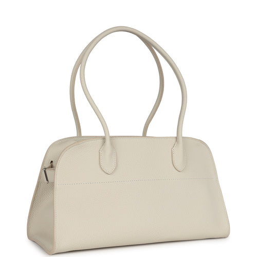 The Row Margaux Shoulder 12 Bag White Calfskin Silver Hardware