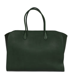 The Row Marlo 17 Tote Bag Moss Saddle Leather Silver Hardware