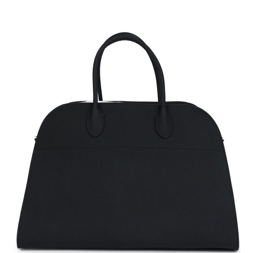 The Row Soft Margaux 15 Bag Black Calfskin Silver Hardware