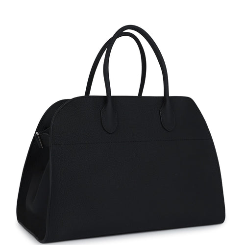 The Row Soft Margaux 15 Bag Black Calfskin Silver Hardware