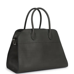 The Row Soft Margaux 12 Koala Grey Saddle Leather Silver Hardware
