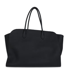 The Row Marlo 17 Tote Bag Black Calfskin Leather Silver Hardware