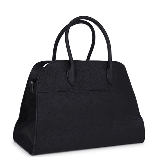 The Row Soft Margaux 12 Bag Midnight Calfskin Silver Hardware