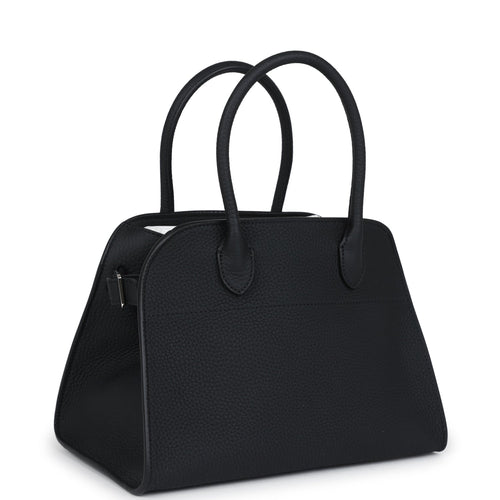 The Row Soft Margaux 10 Bag Black Calfskin Silver Hardware