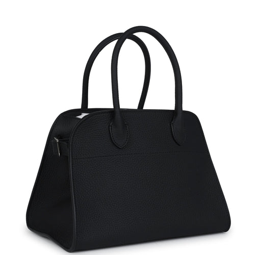 The Row Soft Margaux 10 Bag Black Calfskin Silver Hardware