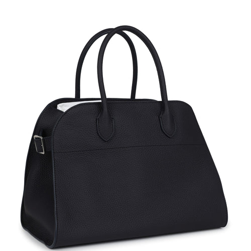 The Row Soft Margaux 12 Bag Midnight Calfskin Silver Hardware