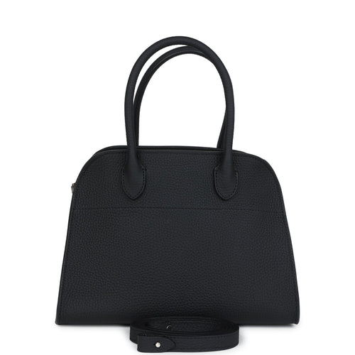 The Row Soft Margaux 10 Bag Black Calfskin Silver Hardware