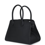 The Row Soft Margaux 10 Bag Black Calfskin Silver Hardware