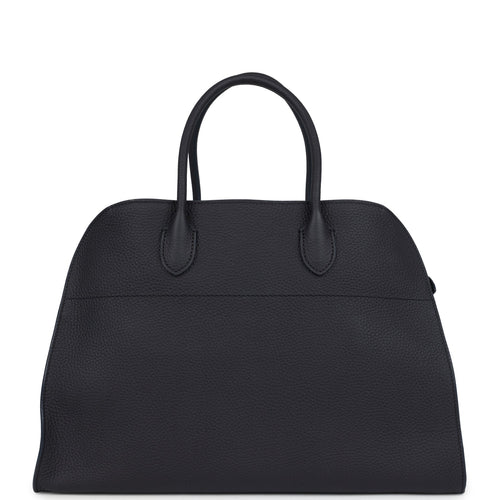 The Row Soft Margaux 15 Bag Midnight Calfskin Silver Hardware